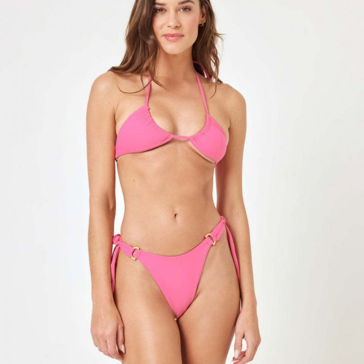 Damen Triangel-Bikini mit verstellbaren Schleifen und hohem Beinausschnitt Drune