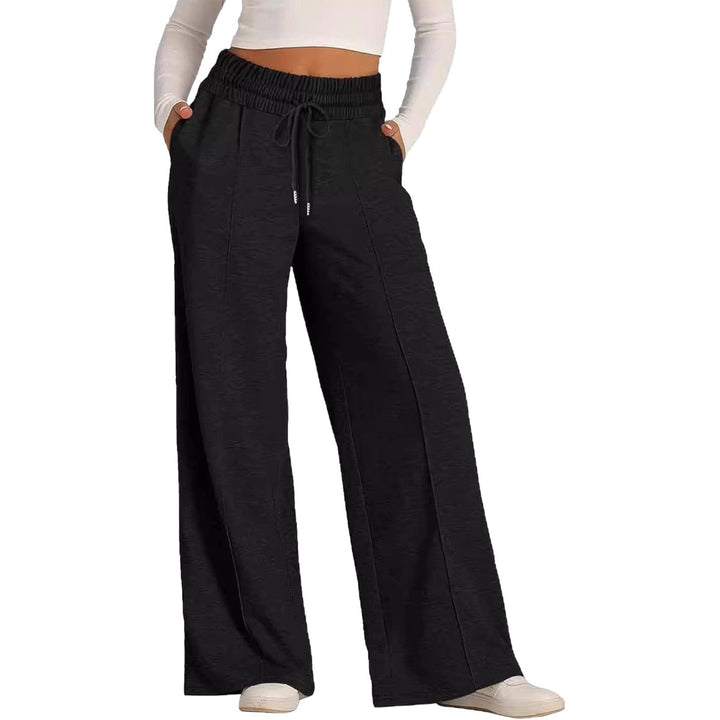 Damen lässige Palazzo-Hose mit elastischem Bund und Taschen Drune