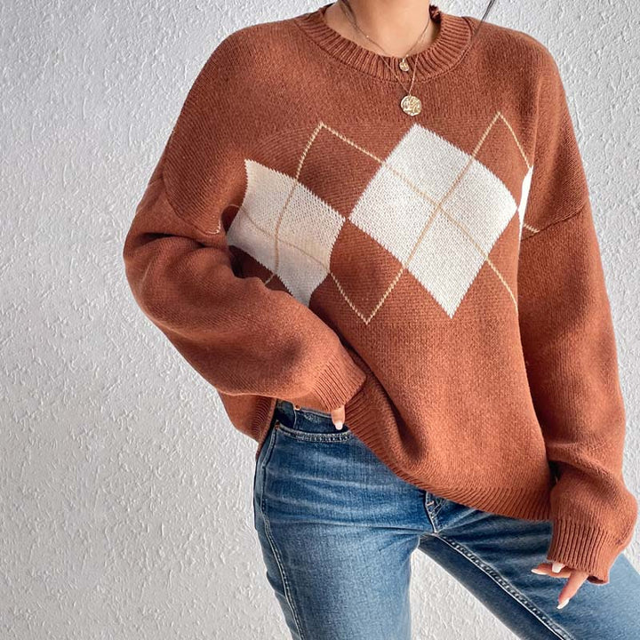 Drune | Geometrischer Strickpullover Mit Farbkontrasten
