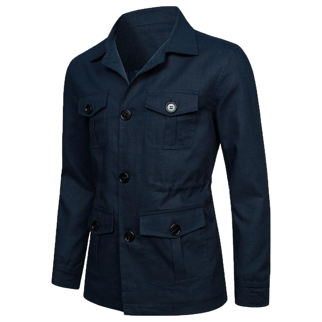 Herren nan Utility-Jacke aus Leinen mit vier aufgesetzten Taschen und taillierter Silhouette Drune