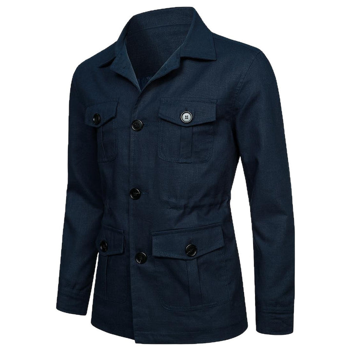 Herren nan Utility-Jacke aus Leinen mit vier aufgesetzten Taschen und taillierter Silhouette Drune