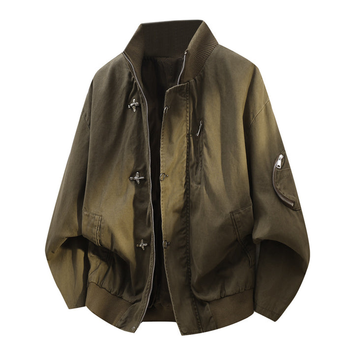 Herren Oversize Bomberjacke im Utility-Look mit Stehkragen, Mehrfach-Reißverschlüssen & Ärmeltasche Drune