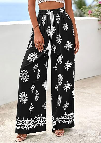 Damen weite Sommerhose mit Boho-Muster Drune