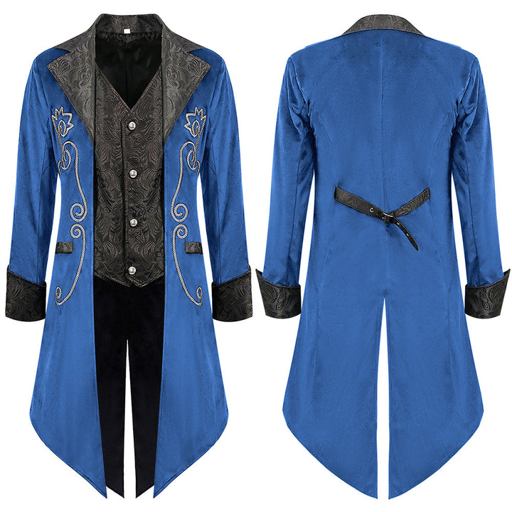 Herren nan verzierter Gehrock mit Schwalbenschwanz, besticktem Revers und ornamentalem Manschettenbesatz Drune