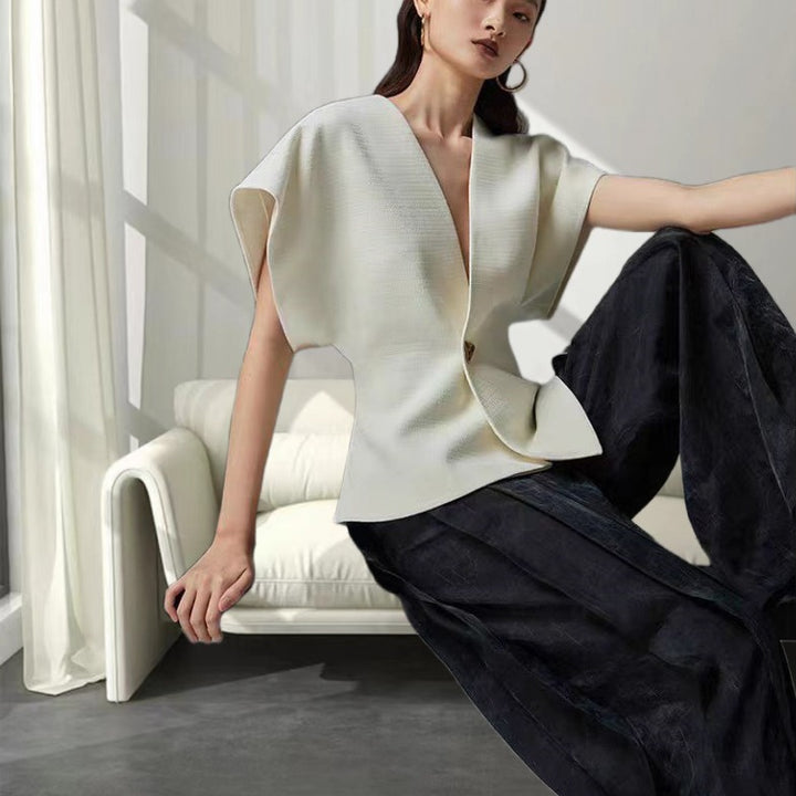 Damen Überwurfjacke mit weitem Schnitt und elegantem Knopf Drune