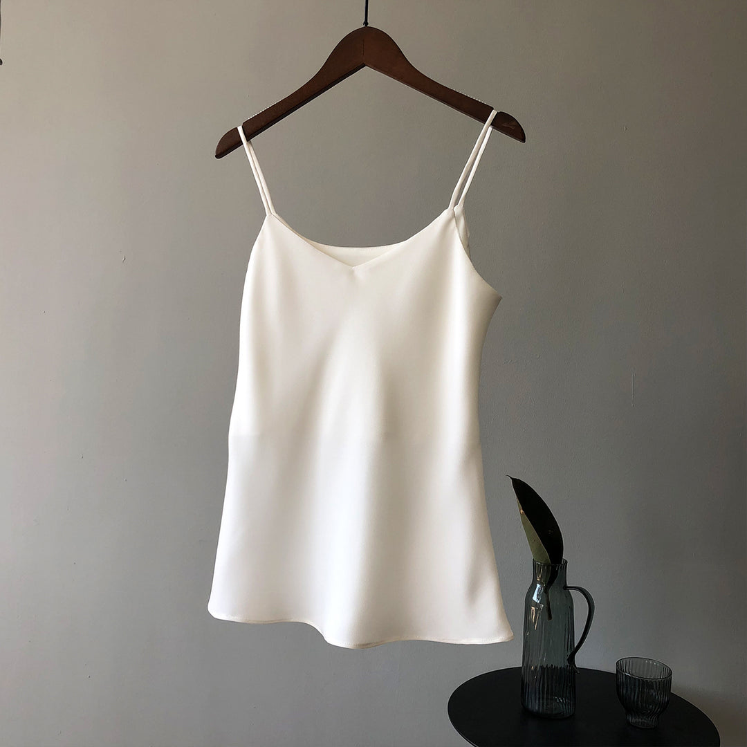 Damen elegantes Camisole-Top mit feinem Satinmaterial und verstellbaren Spaghetti-Trägern Drune
