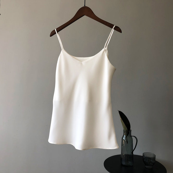 Damen elegantes Camisole-Top mit feinem Satinmaterial und verstellbaren Spaghetti-Trägern Drune
