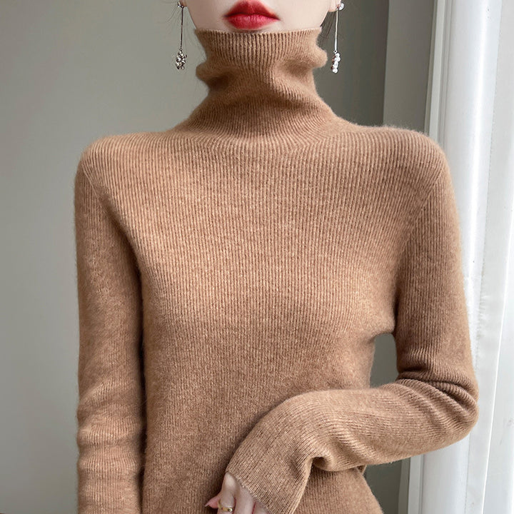 Damen Schmal geschnittener Feinstrick-Rollkragenpullover mit extrafeinem Flauschfinish Drune