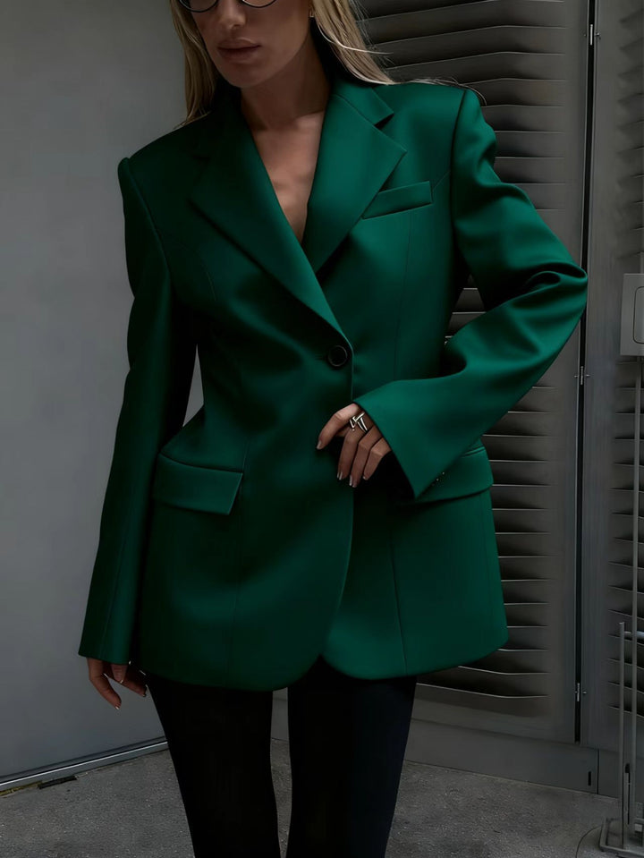 Damen Oversized Longblazer mit betonter Schulterpartie und Pattentaschen Drune