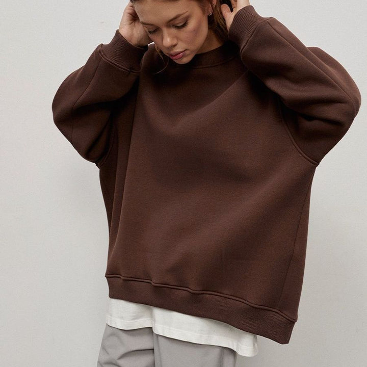 Damen Oversized Sweatshirt mit dropped Shoulder und weichem Fleece-Waren Drune