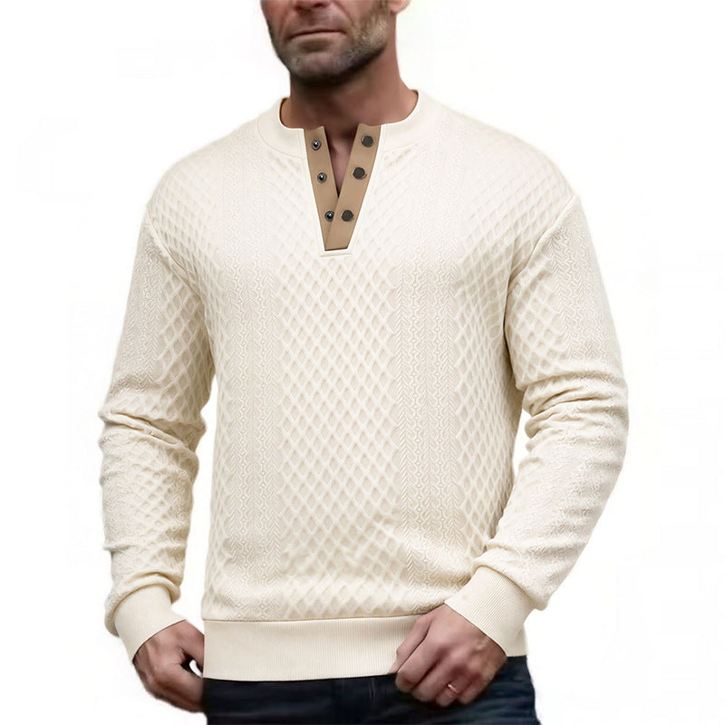 Herren Elegantes Strukturpullover mit Knopfleiste Drune
