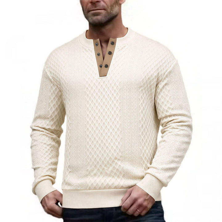 Herren Elegantes Strukturpullover mit Knopfleiste Drune