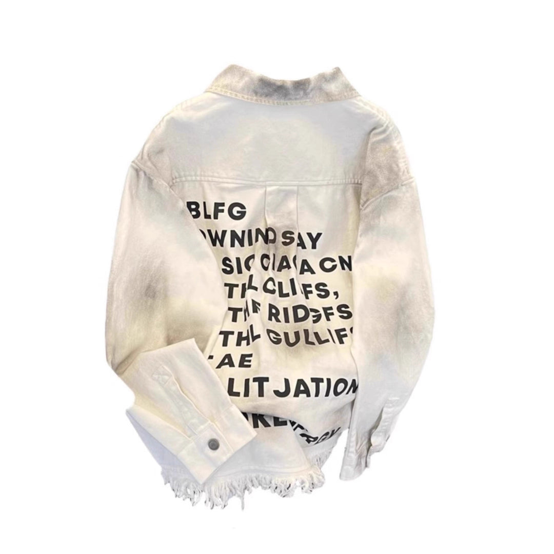 Damen Urbane Oversized Jacke mit kreativem Schriftzug Drune