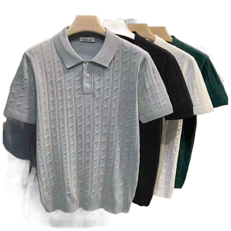 Herren Elegantes Kurzarm-Polohemd mit strukturiertem Design Drune
