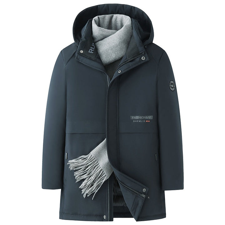 Herren mittellanger Thermoparka mit Kapuze, wind- und wasserabweisender Performance-Außenhülle Drune