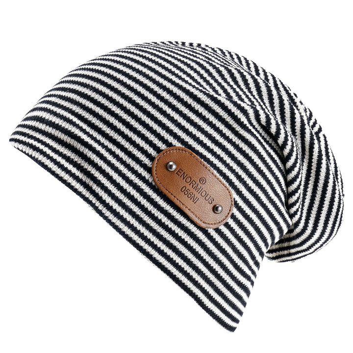 Damen Beanie-Mütze aus weich gestricktem Material mit modischem Streifenmuster Drune