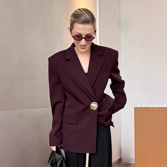 Damen Elegante Oversized Blazerjacke mit detaillierten Knopfverschlüssen Drune