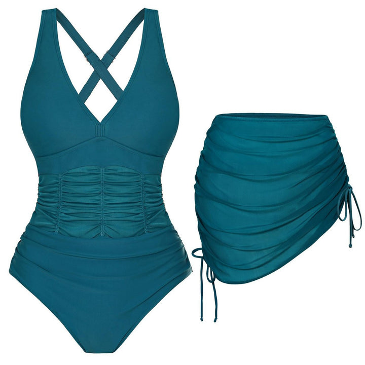 Damen Einteiliges Badeoutfit mit modischer Raffung Drune