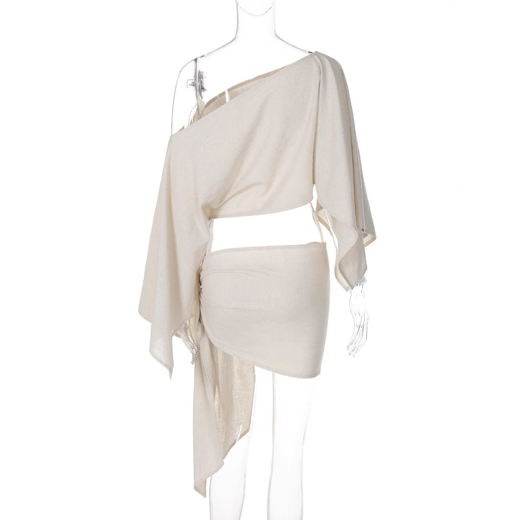 Damen Wickeloberteil mit asymmetrischem Schnitt und eleganten Ärmeln Drune