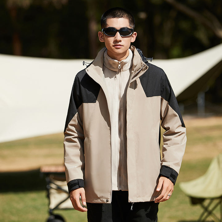 Damen Wasserfeste Outdoorjacke mit Kapuze und markantem Bergprint Drune