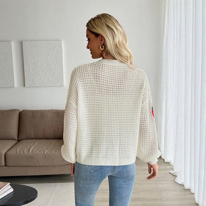 Damen Süßer Strickcardigan mit Erdbeer-Motiv Drune