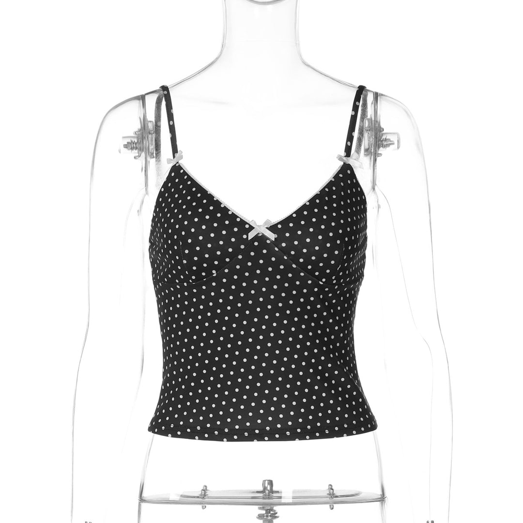 Damen Trägertop mit verspieltem Punktedesign und zarten Schleifen Drune