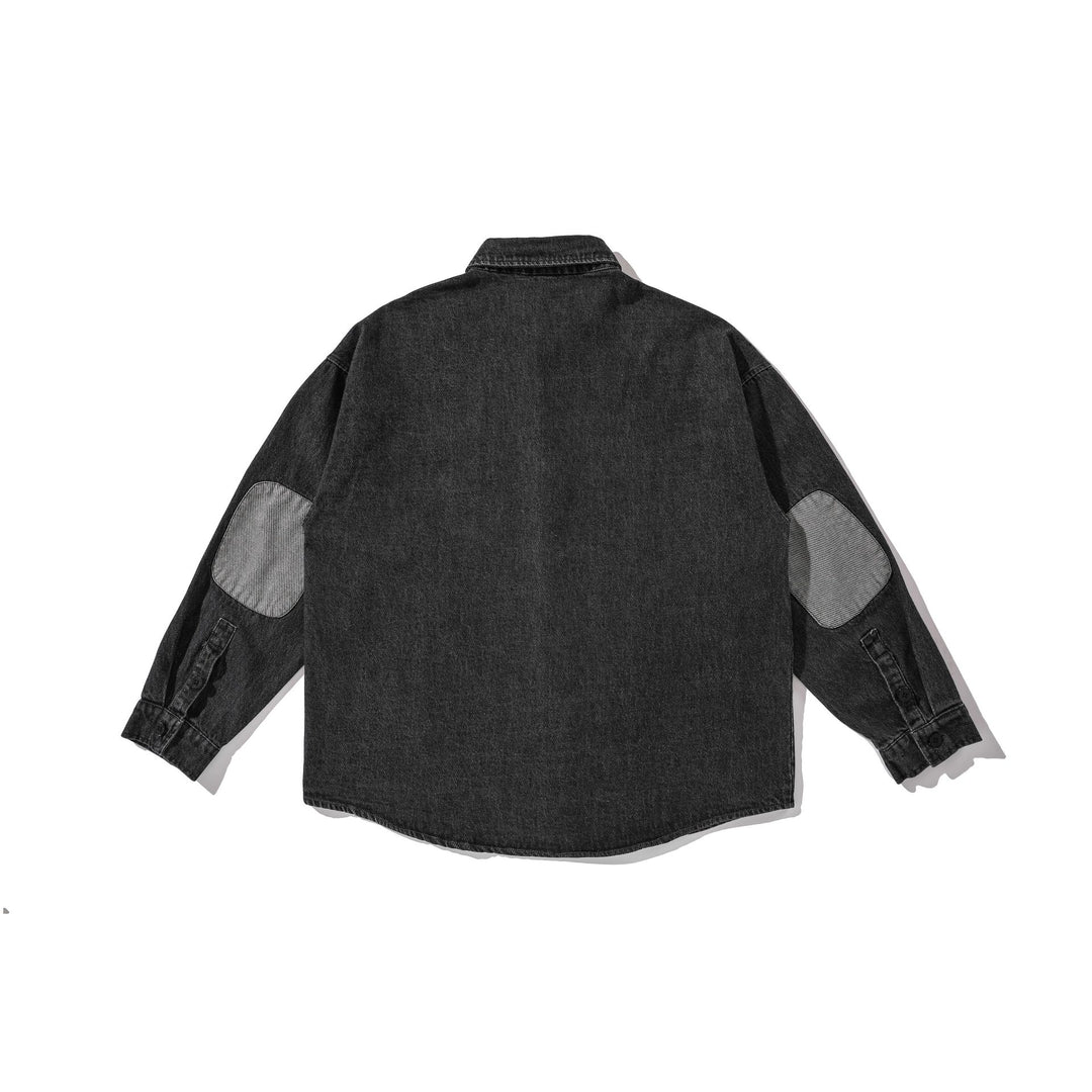 Herren Overshirt aus gewaschenem Denim mit abgerundetem Saum Drune