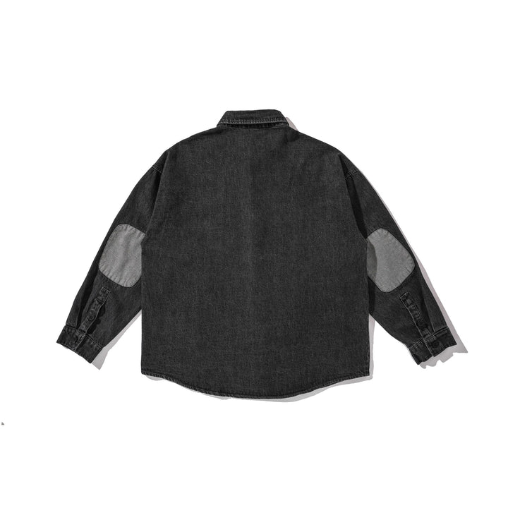 Herren Overshirt aus gewaschenem Denim mit abgerundetem Saum Drune