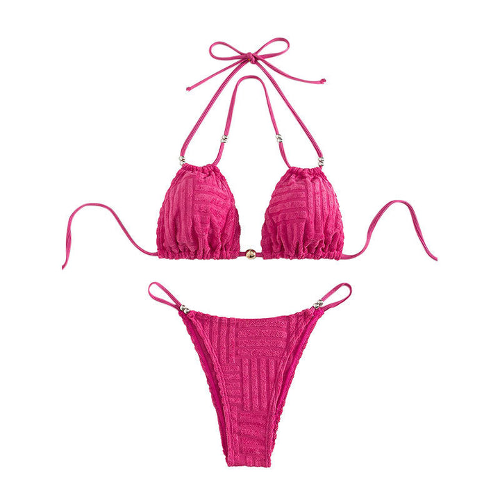 Damen Triangel-Bikini mit strukturiertem Obermaterial und goldenen Akzenten Drune