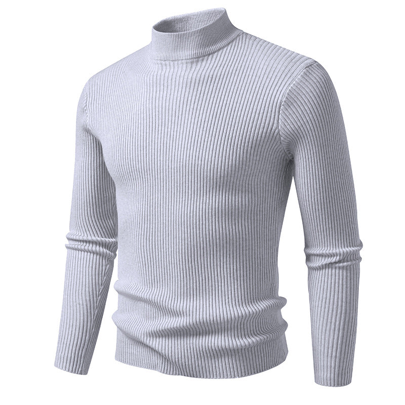 Herren Rippstrick-Mockneck-Pullover schmaler Schnitt thermischer Feinstrick Drune