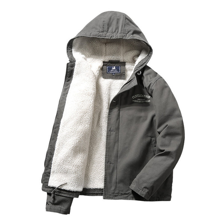 Herren Thermoisolierter Canvasparka mit vollem Sherpa-Innenfutter und Kapuze Drune