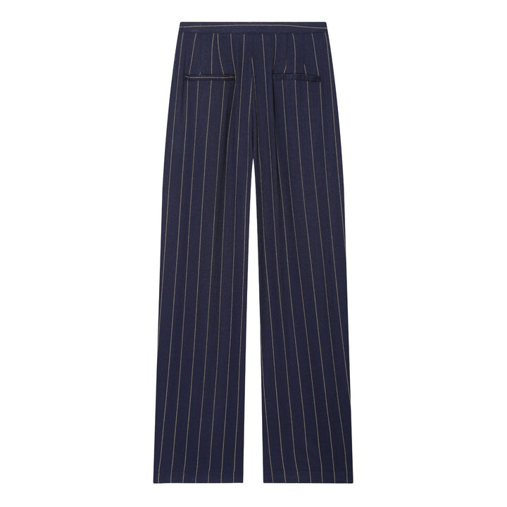 Damen nan weite Palazzohose mit hoher Taille, Bundfalte und feinem Nadelstreifen-Design Drune