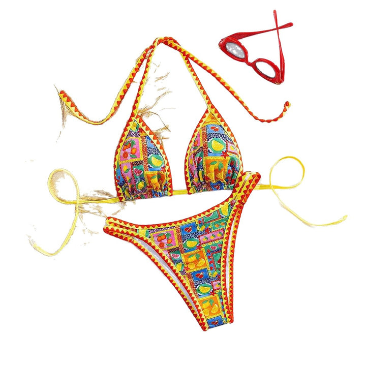 Damen Triangel-Bikini mit buntem Mustermix Drune