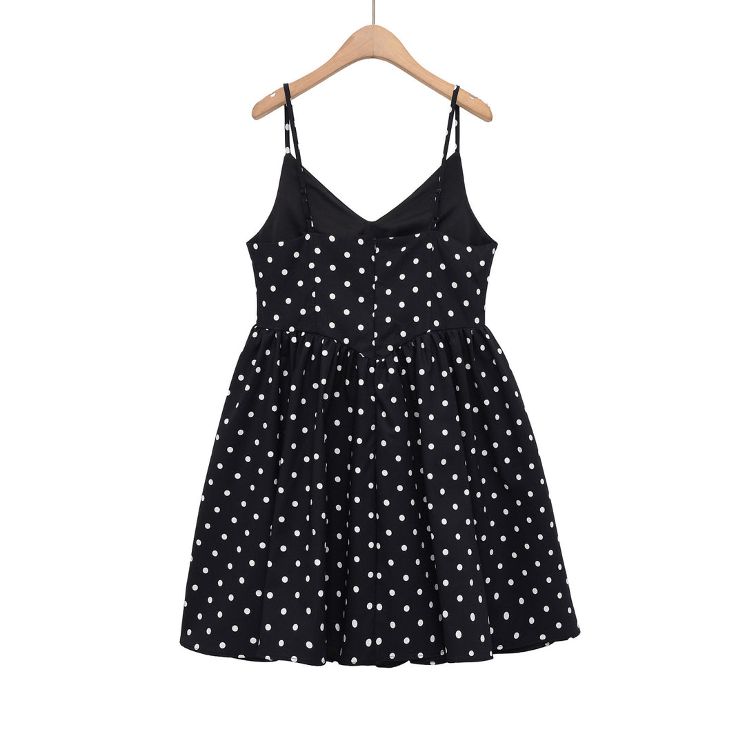 Damen Sommerliches Spaghettiträgerkleid mit verspieltem Punkte-Design und fließendem Schnitt Drune