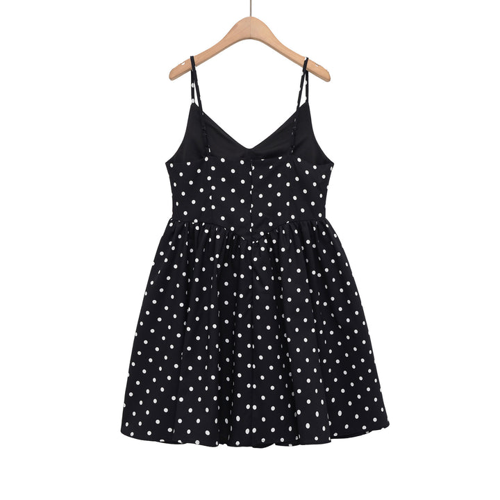 Damen Sommerliches Spaghettiträgerkleid mit verspieltem Punkte-Design und fließendem Schnitt Drune