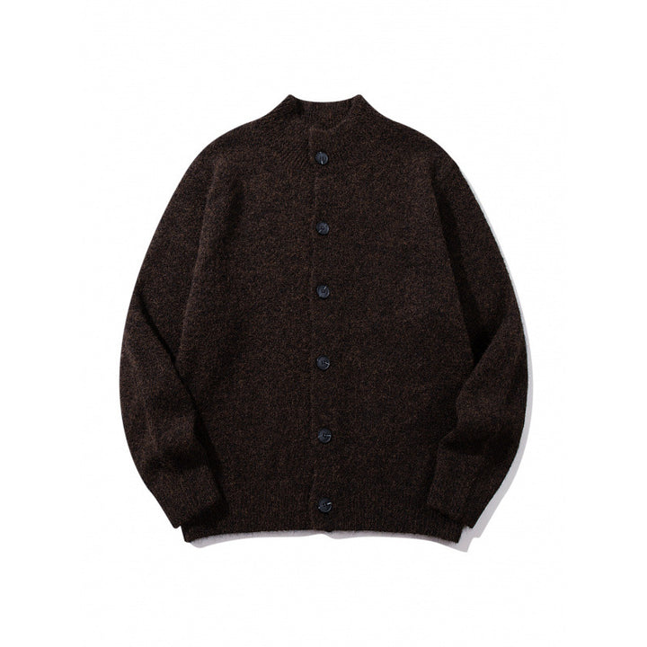 Unisex Boxy-Mohair‑Mix‑Cardigan mit halbhohem Kragen und durchgehender Knopfleiste Drune