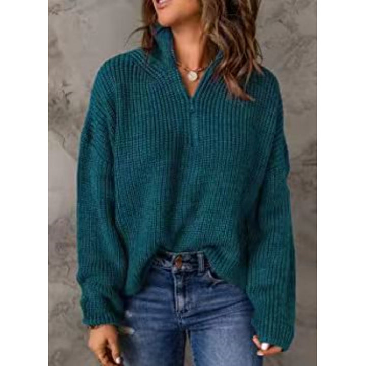 Damen Strickpullover mit kurzem Reißverschluss Drune