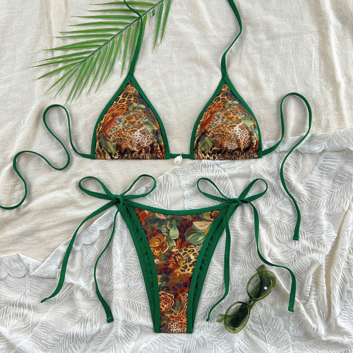 Damen Triangel-Bikini mit trendigem Animal-Print und verstellbaren Trägern Drune