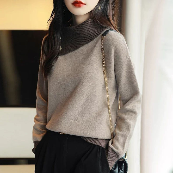Damen Pullover mit modernem Stehkragen Drune