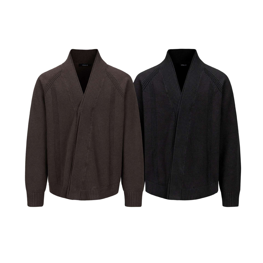 Herren Grobstrick-Cardigan mit Schalkragen und Rippenbündchen Drune