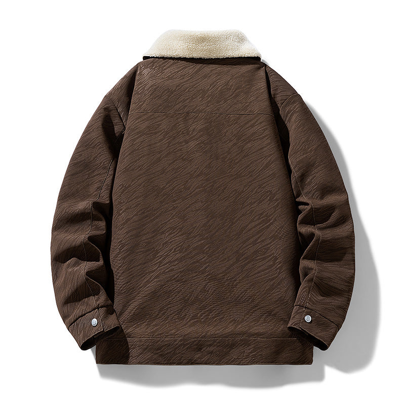 Herren Lässige Kunstlederjacke mit Teddyfutter Drune