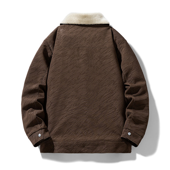 Herren Lässige Kunstlederjacke mit Teddyfutter Drune