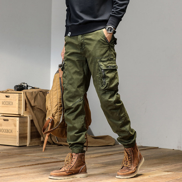 Herren Konisch zulaufende Cargohose mit Multifunktions‑Taschen und verstellbarem Saum Drune