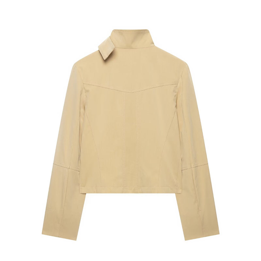 Damen Kurzer doppeltreihiger Utility-Blouson mit hohem Stehkragen und aufgesetzten Klappentaschen Drune