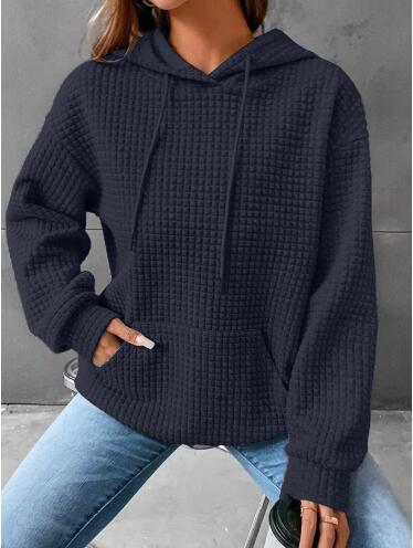 Damen lässiger Hoodie mit strukturierter Oberfläche und praktischer Kängurutasche Drune