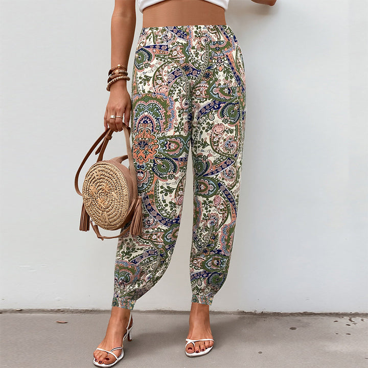 Damen Palazzo-Hose mit floralem Muster und elastischem Bund Drune