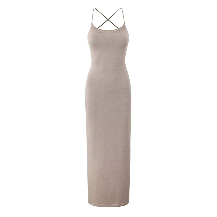 Damen lässiges Maxikleid mit verstellbaren Trägern und elegantem Rücken Drune