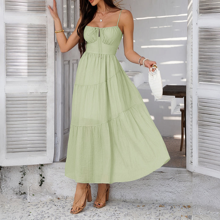 Damen Maxi Sommerkleid mit Tüllschichten und schmalen Trägern Drune