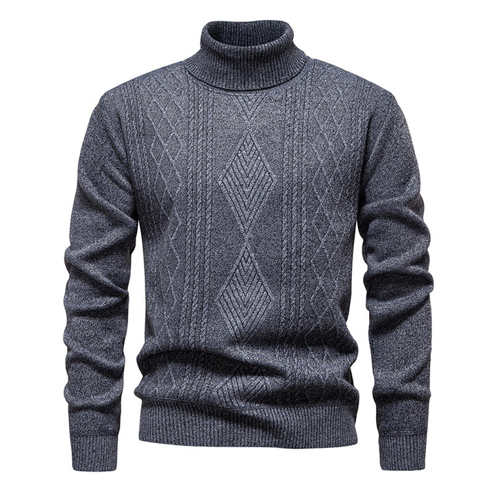 Herren nan Feinstrick-Rollkragenpullover mit strukturierter Zopfmuster-Struktur und körpernahem Schnitt Drune