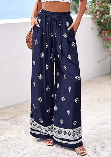 Damen weite Sommerhose mit Boho-Muster Drune